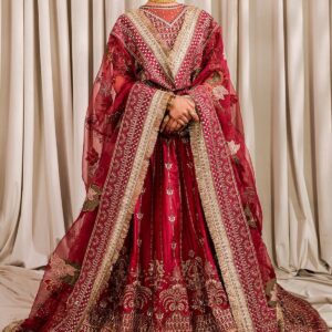 Chronveil – Red Silk Embroidered Ensemble